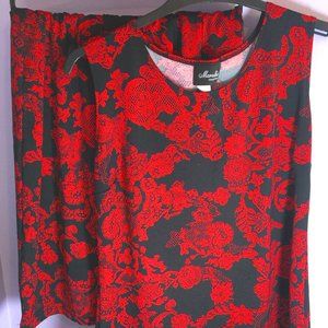 Tank and Skirt Vibrant 'China Red' and Black Floral